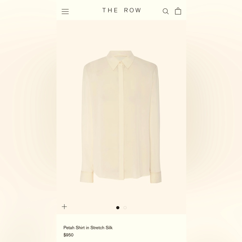 NWT The Row Petah stretch silk shirt in ivory Sz 6
